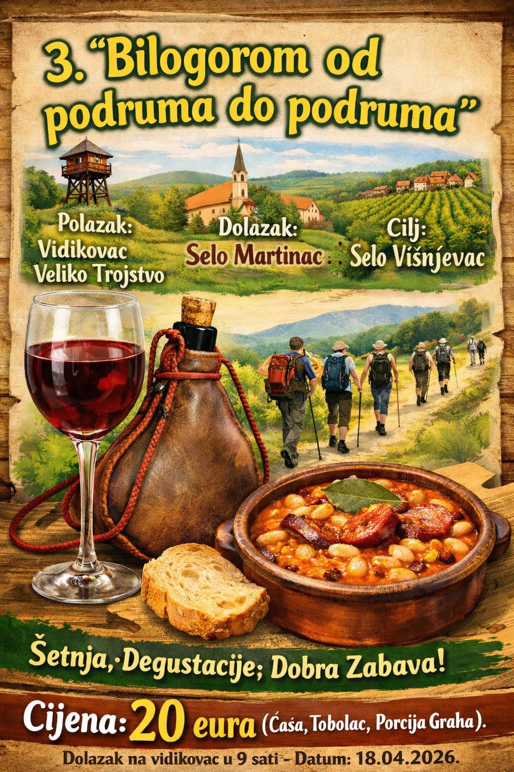 Plakat događaja Bilogorom od podruma do podruma